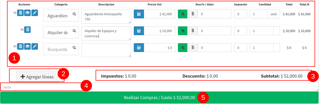 Ingreso de productos o servicios en J4PRO