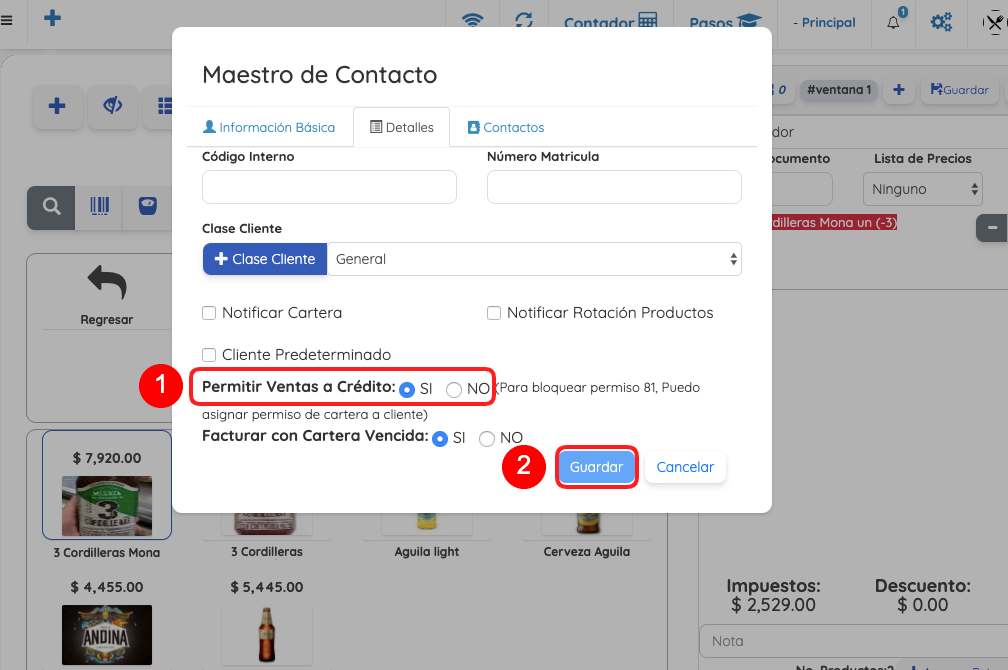 permitir venta credito